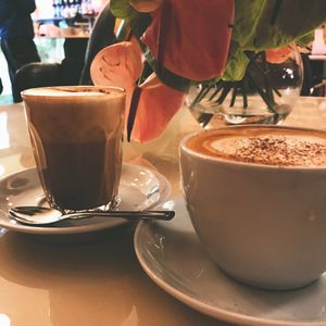 Coffee and plants  at Palm Vaults in East London