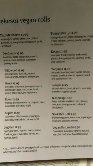 Ask for the vegan menu!!!! at Tokyo in Chattanooga