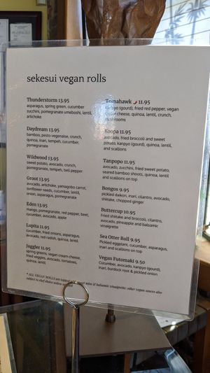 Menu at Tokyo in Chattanooga
