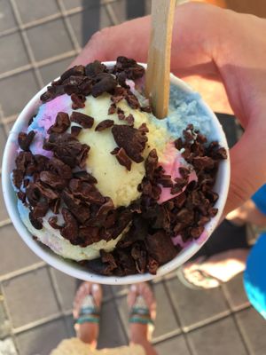 rainbow ice cream with chocolate crunch at Mad Pops in Seminyak