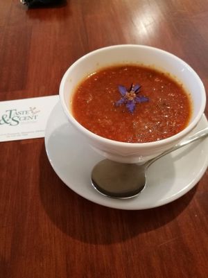 Tomato and borage soup at Taste and Scent in Kanazawa