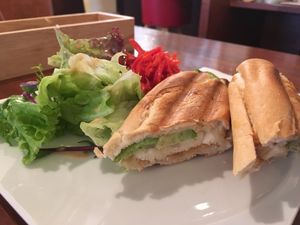 The tofu/avo panini- small but tasty. at Taste and Scent in Kanazawa