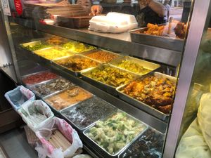 Food selection at 3 Veg Rice 三菜白饭 - Ang Mo Kio in Northeast Singapore
