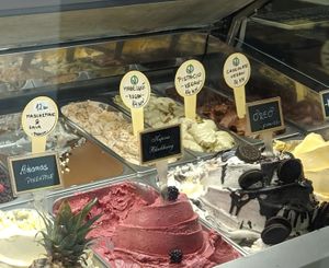 3x vegan flavours: chocolate, pistachio and hazelnut. at Gelateria Marmont in Split