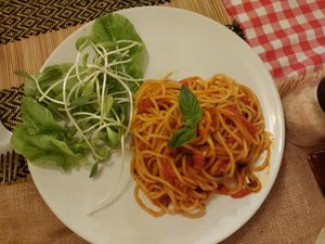 Spaghetti pomodoro at Rad Rabbit in Chiang Mai
