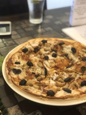 Vegan pizza with “unchicken" at Rad Rabbit in Chiang Mai