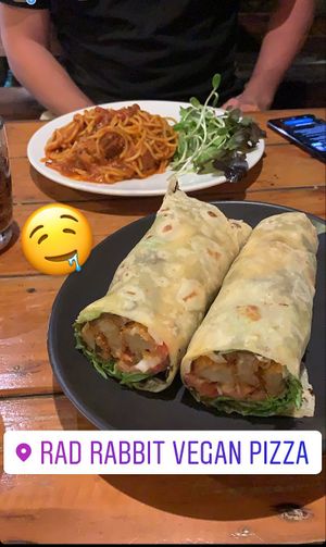 VG chicken wraps & spaghetti veatballs #Veganuary at Rad Rabbit in Chiang Mai