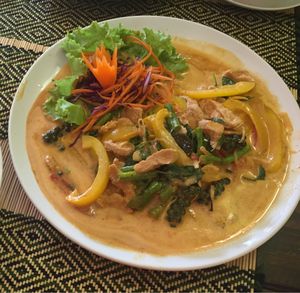 I ordered the Spicy Thai dish,  it was delicious,  great flavors!  The spicy cauliflower wings were also very good. at Rad Rabbit in Chiang Mai