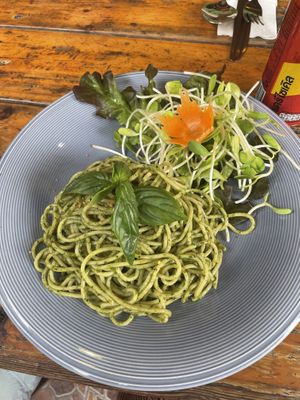 pesto spaghettis (a-ma-zing)  at Rad Rabbit in Chiang Mai