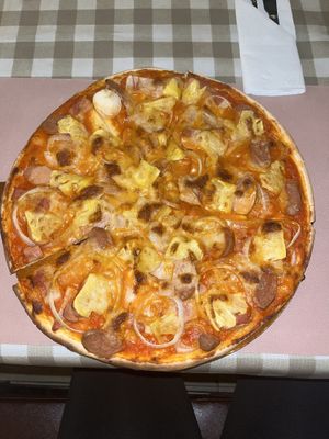 Large, vegan Hawaiian pizza  at Rad Rabbit in Chiang Mai