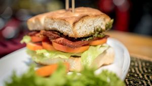 focaccia pesto BLT  at Rad Rabbit in Chiang Mai