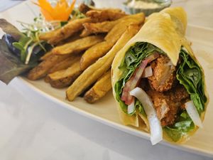 Chicken wrap (2 wraps, but I ate one before I took the photo 😬) at Rad Rabbit in Chiang Mai