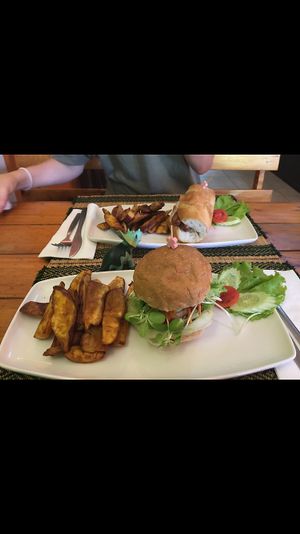 Burger and hot dog at Rad Rabbit in Chiang Mai