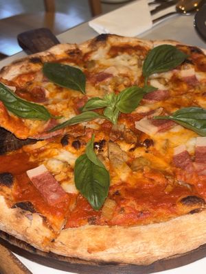 “Meat” pizza - chicken/bacon (thick crust)   at Rad Rabbit in Chiang Mai