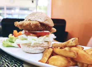 Fried chicken burger - yummy!  at Rad Rabbit in Chiang Mai