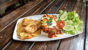 Vegan eggplant parmesan open-faced focaccia at Rad Rabbit in Chiang Mai
