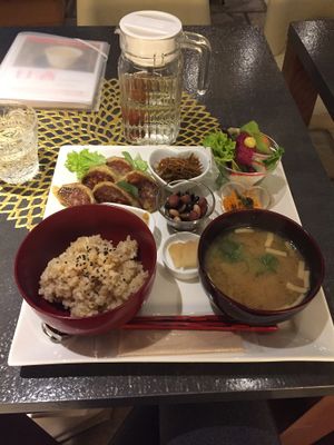 Vegetable gyoza dinner set  at Vegetable Cafe Lyra in Sapporo