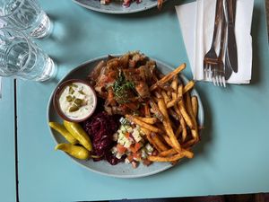 Vegan kebab plate  at Falloumi in Stockholm
