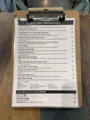 All Day Breakfast menu  at The Grazing Goat Cafe in Mackay