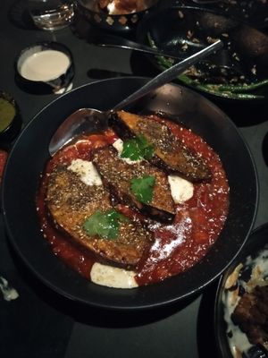 Chickpea tagine with roast pumpkin - melt in the mouth! at The Hummus Club in Northbridge