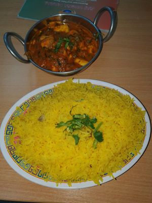 Paneer and pilau rice  at Jai Durga Mahal in North West London