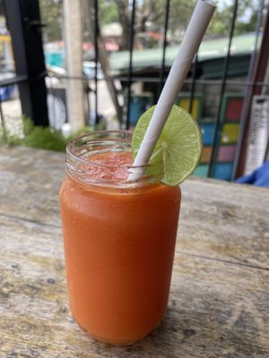 Refreshing papaya and lime juice   at Rainbow Cafe in Ella