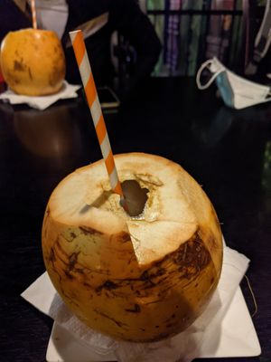 Young coconut at Rainbow Cafe in Ella