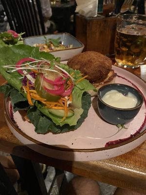 Jackfruit burger and vegan mayo!  at Rainbow Cafe in Ella