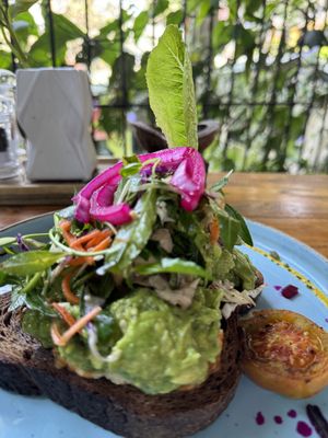 Next level avo on toast!  at Rainbow Cafe in Ella