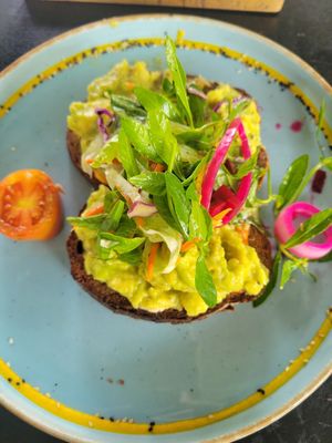 We went back for lunch the next day, I asked for avocado toast minus the mushrooms. at Rainbow Cafe in Ella