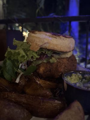 Jackfruit burger   at Rainbow Cafe in Ella