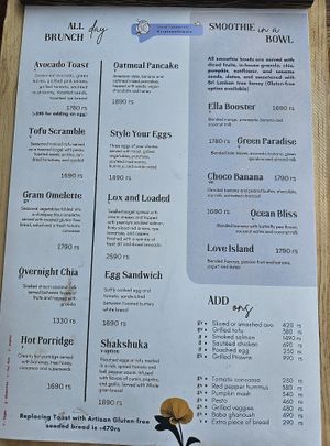 Menu at Rainbow Cafe in Ella