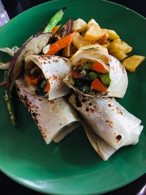 Veggie enchiladas at Rainbow Cafe in Ella