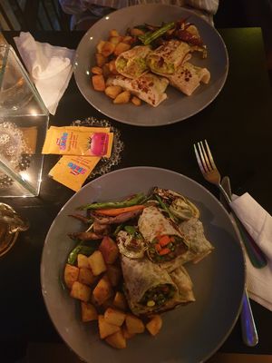 Pesto Burrito & Avocado Burrito at Rainbow Cafe in Ella