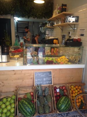 Fresh ingredients pressed in front of you at RuBisCo Cold Pressed Juice in Rhodes