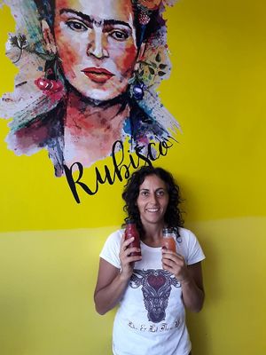 Me at the juice bar.  at RuBisCo Cold Pressed Juice in Rhodes