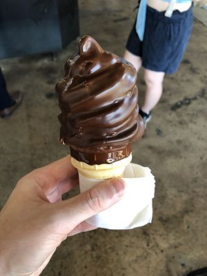 Vegan Choco-Vanille dipped in semi-dark chocolate at Hoche Glace in Montreal