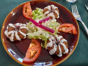 Falafel. They give you the choice of having it on a plate or in a more traditional pitta wrap. at Falafelmania - Restaurante Vegetariano y Vegano Oriental in Alicante