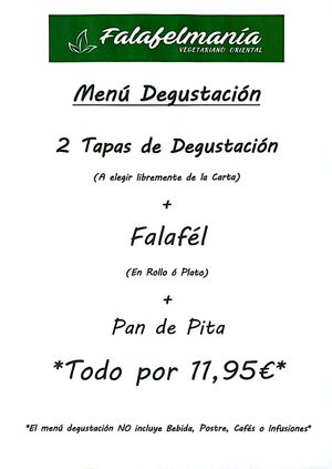 Menú Degustación  at Falafelmania - Restaurante Vegetariano y Vegano Oriental in Alicante