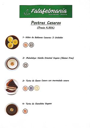 Nuestros Postres Caseros at Falafelmania - Restaurante Vegetariano y Vegano Oriental in Alicante