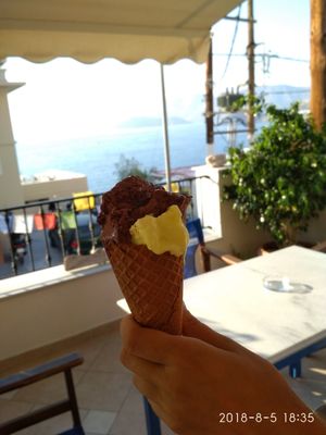 Choco-Anana at Gelateria Italiana Artigianale in Kalymnos