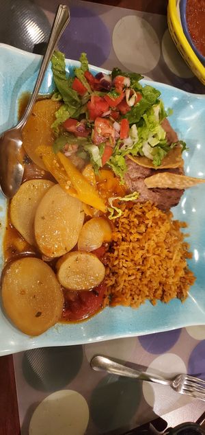 Vegan stew w/rice, beans & tortillas. Sauce was delish 😋 at Maria's Buena Cocina in Highland