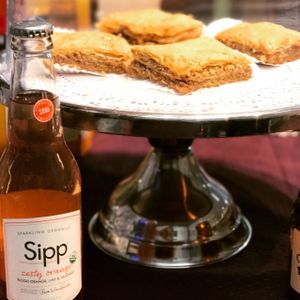 Baklava- Organic Roasted Walnuts layered between Phyllo Pastry and soaked in Agave sweetened Syrup!  at Vegan Delights in Hollywood