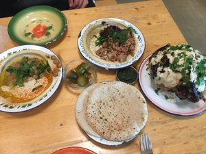 Everything was delicious and this is more than enough for two people!  at Mashery - Hummus Kitchen in Cologne