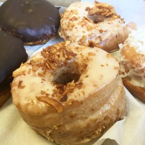 Maple ‘bacon’ (coconut bacon)  at Misfit Doughnuts & Treats in Rochester