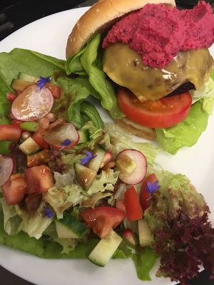 beetroot burger at 143V in Cork