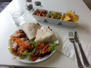 Tasty Tacos with sweet potatoes, salad, nachos and fresh guacomole at 143V in Cork