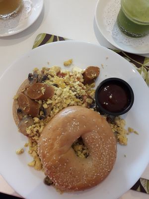 Vegan breakfast bagel at 143V in Cork