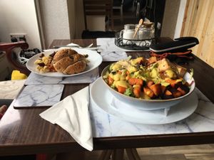 143V Breakfast Bagel and Rainbow Bowl (amazing) at 143V in Cork