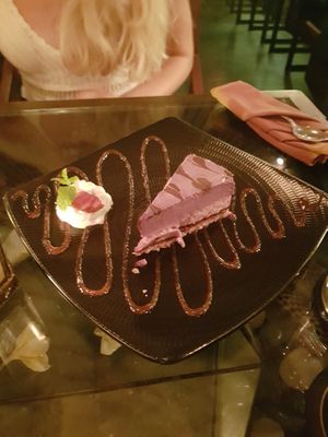 Vegan berry cheesecake at Kismet Restaurant & Lounge in Ubud